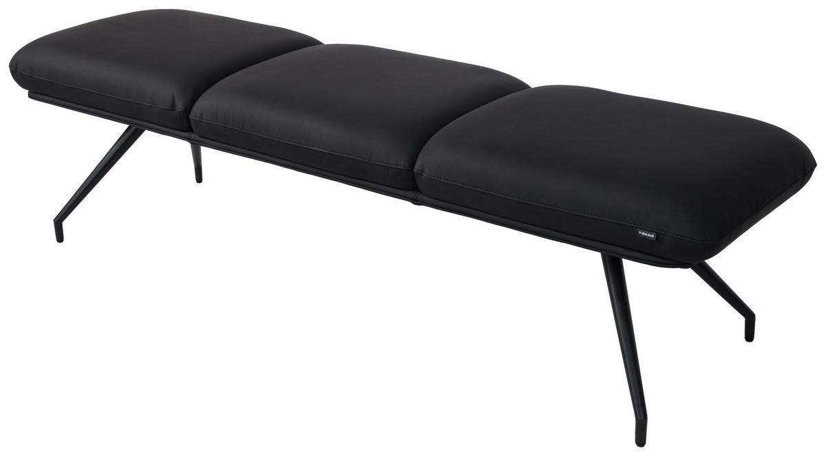 SITZBANK 200/49,5/50 cm Echtleder Schwarz  - Schwarz, Design, Leder/Metall (200/49,5/50cm) - Dieter Knoll