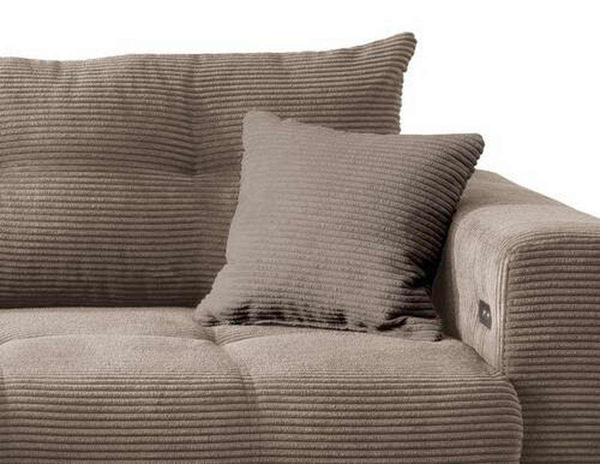ECKSOFA in Cord Graubraun  177/246 cm  - Graubraun/Schwarz, MODERN, Holz/Textil (177/246cm) - MID.YOU