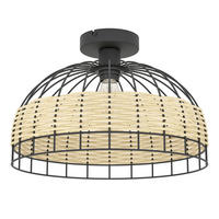 STROPNÉ SVIETIDLO, 38/26.5 cm  - čierna/prírodná farba, Natur, kov/drevo (38/26.5cm) - Eglo