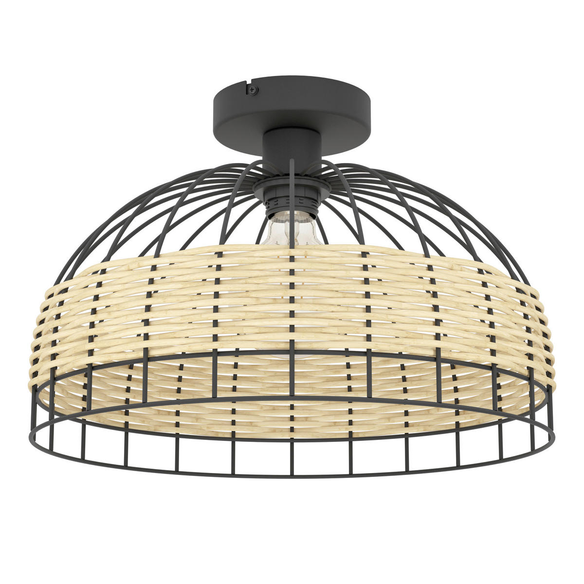 STROPNÉ SVIETIDLO, 38/26.5 cm  - čierna/prírodná farba, Natur, kov/drevo (38/26.5cm) - Eglo