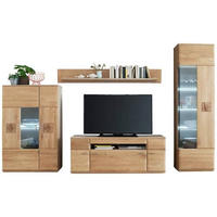 WOHNWAND  in Eichefarben 320/208/50 cm  - Eichefarben/Nickelfarben, Design, Glas/Holz (320/208/50cm) - Livetastic