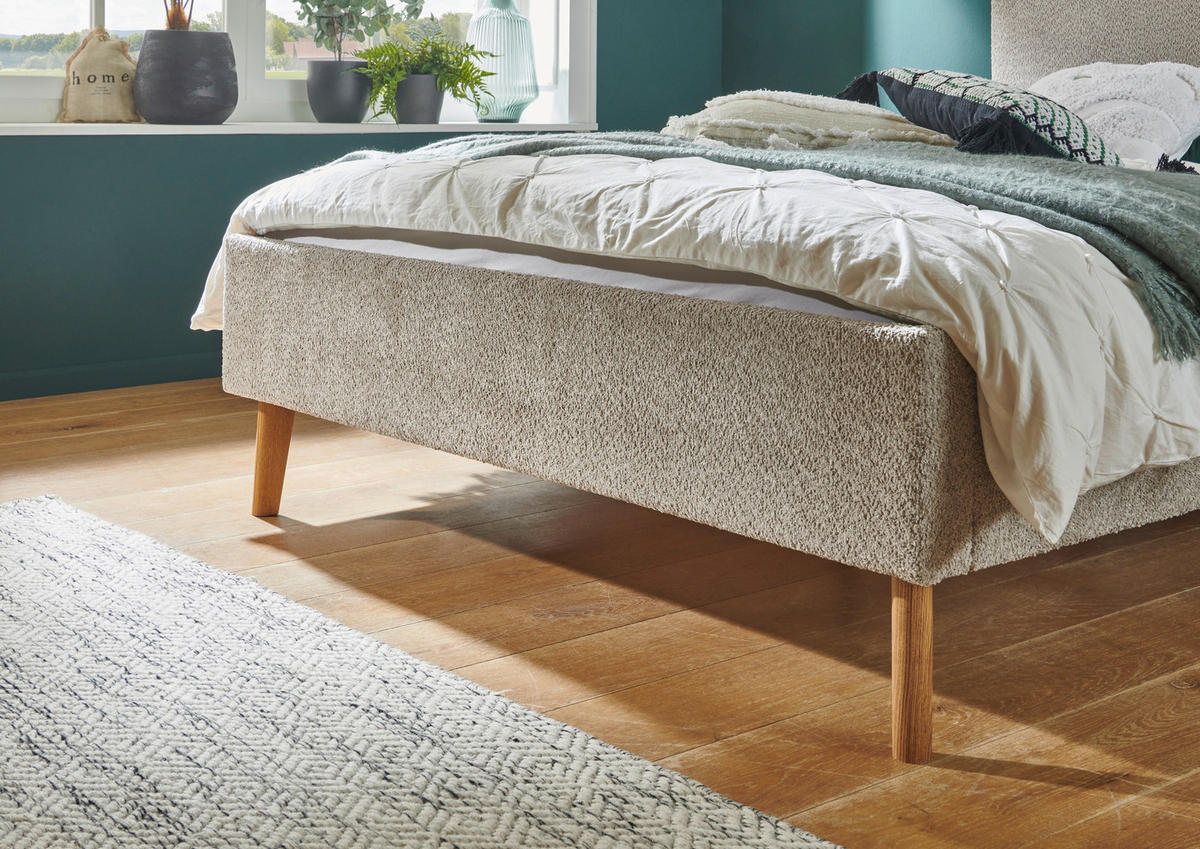 POLSTERBETT 140/200 cm  in Taupe  - Taupe/Eichefarben, Basics, Holz/Textil (140/200cm) - Boxxx