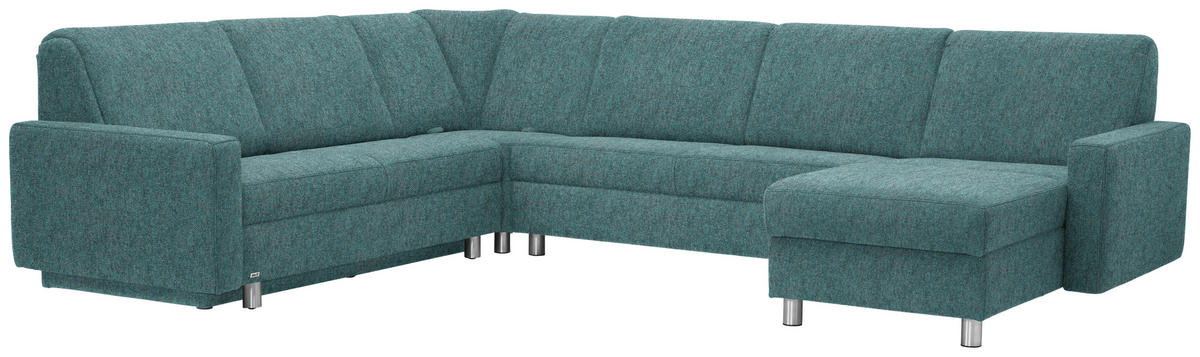 WOHNLANDSCHAFT in Chenille Türkis  - Türkis/Alufarben, KONVENTIONELL, Kunststoff/Textil (236/322/158cm) - Sedda
