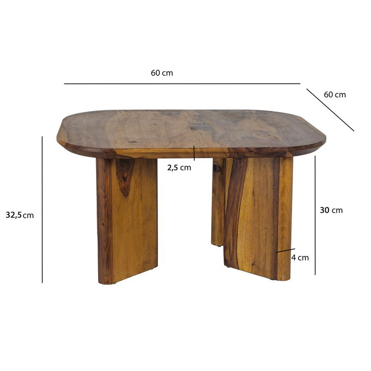 KONFERENČNÍ STOLEK, hnědá, dřevo, 60/60/32,5 cm - hnědá, Design, dřevo (60/60/32,5cm) - MID.YOU