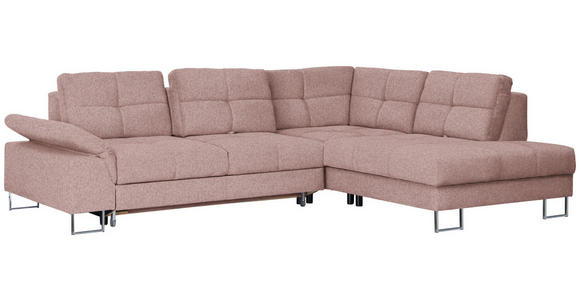 ECKSOFA in Flachgewebe Rosa  - Rosa, Design, Textil/Metall (296/229cm) - Novel