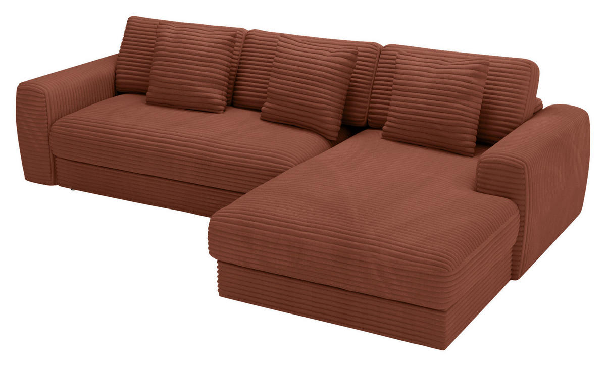 ECKSOFA Bronzefarben Cord  - Schwarz/Bronzefarben, MODERN, Kunststoff/Textil (302/182cm) - Carryhome