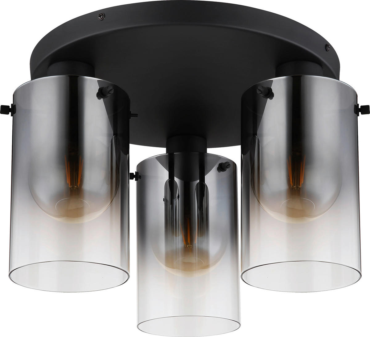 DECKENLEUCHTE  40,5/26 cm    - Schwarz, Design, Glas/Metall (40,5/26cm) - Novel