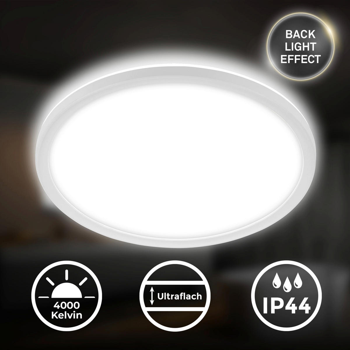 FÜRDŐSZ. LED MENNYEZETI LÁMPA - fehér, Basics, műanyag (42/2,5cm)