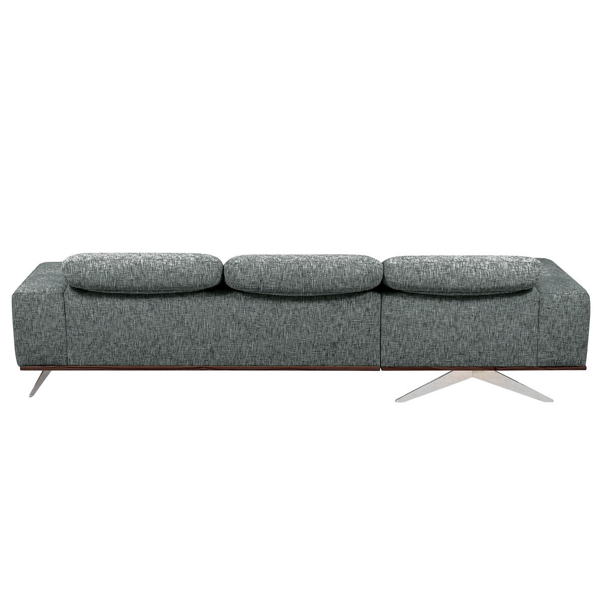 ECKSOFA PORTLAND Anthrazit Struktur Kopfteilverstellung  - Chromfarben/Dunkelbraun, Design, Holz/Textil (187/295cm) - Livetastic