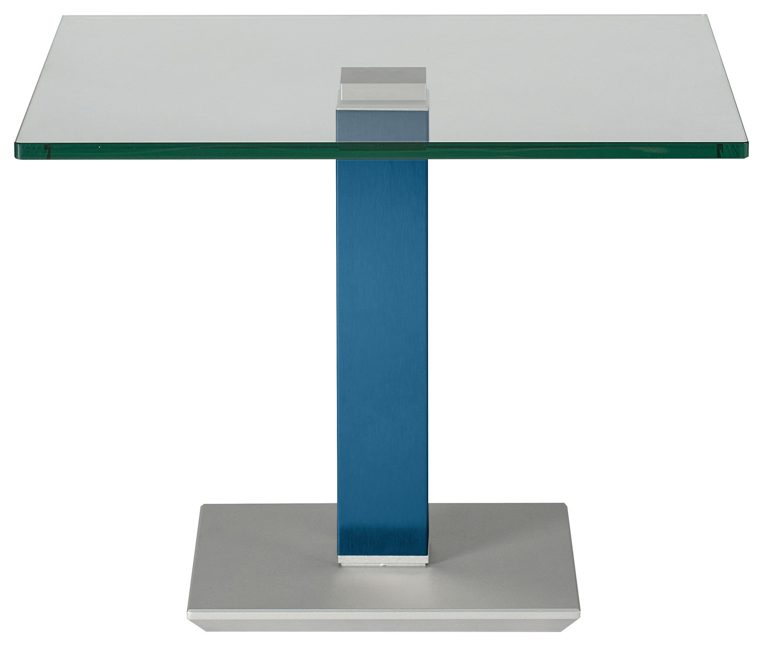 BEISTELLTISCH 60/60/46-65 cm Blau, Edelstahlfarben quadratisch  - Blau/Edelstahlfarben, Design, Glas/Kunststoff (60/60/46-65cm)