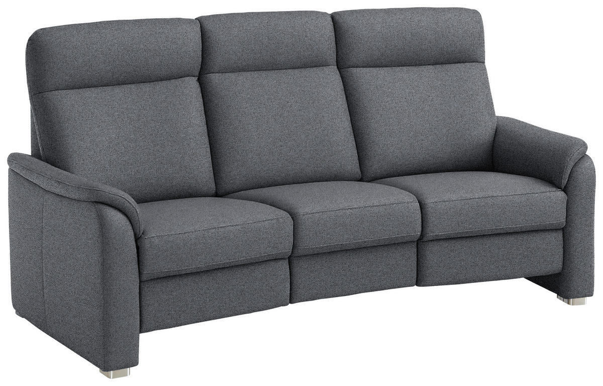 TRAPEZSOFA Flachgewebe Anthrazit  - Anthrazit/Alufarben, Konventionell, Textil/Metall (218/107/103cm) - Beldomo Comfort