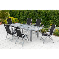 GARTENTISCH 150-220/90/75 cm Metall, Glas rechteckig  - Silberfarben/Grau, KONVENTIONELL, Glas/Metall (150-220/90/75cm) - Gardenson