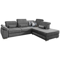 Ecksofa mit Schlaffunktion Dunkelgrau Velours  - Chromfarben/Dunkelgrau, MODERN, Holz/Textil (297/250cm) - Livetastic