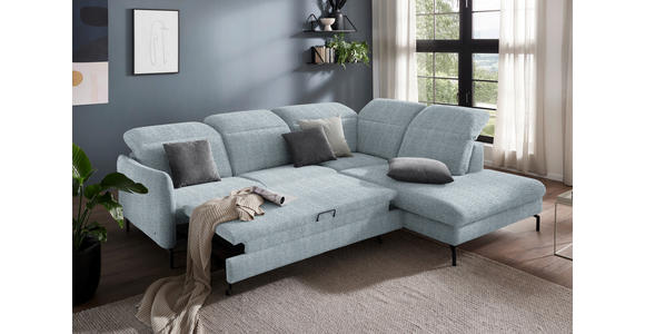 ECKSOFA in Flachgewebe Hellblau 299-313/233 cm - Schwarz/Hellblau, Design, Textil/Metall (299-313/233cm) - Dieter Knoll