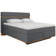 BOXSPRINGBETT 180/200 cm  in Dunkelgrau  - Eichefarben/Dunkelgrau, Natur, Holz/Textil (180/200cm) - Linea Natura