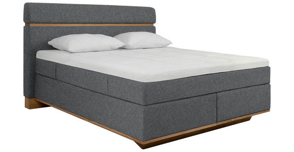 BOXSPRINGBETT 180/200 cm  in Dunkelgrau  - Eichefarben/Dunkelgrau, Natur, Holz/Textil (180/200cm) - Linea Natura