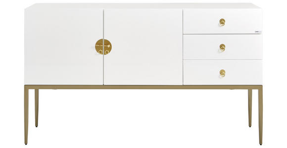 SIDEBOARD Weiß, Messingfarben Einlegeböden  - Messingfarben/Weiß, Design, Holzwerkstoff/Metall (150/85/40cm) - Carryhome