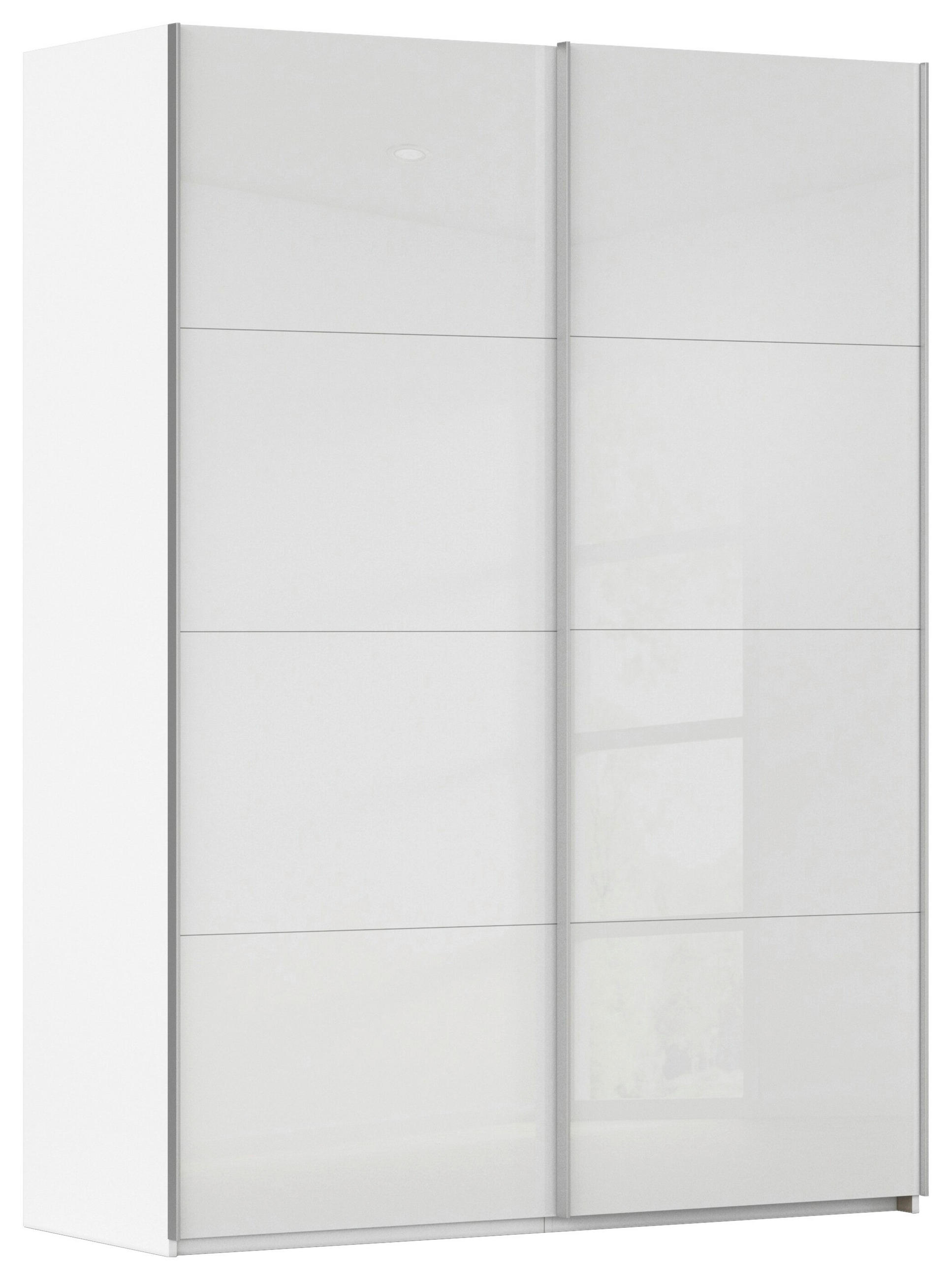 SCHWEBETÜRENSCHRANK 162/236/68 cm 2-türig Weiß, Weiß Hochglanz  - Weiß Hochglanz/Alufarben, Basics, Holzwerkstoff/Metall (162/236/68cm) - Novel