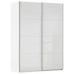 SCHWEBETÜRENSCHRANK 162/236/68 cm 2-türig Weiß, Weiß Hochglanz  - Weiß Hochglanz/Alufarben, Basics, Holzwerkstoff/Metall (162/236/68cm) - Novel