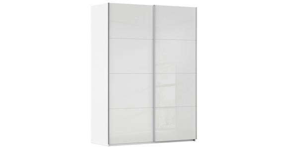 SCHWEBETÜRENSCHRANK 162/236/68 cm 2-türig Weiß  - Alufarben/Weiß, Basics, Glas/Holzwerkstoff (162/236/68cm) - Novel