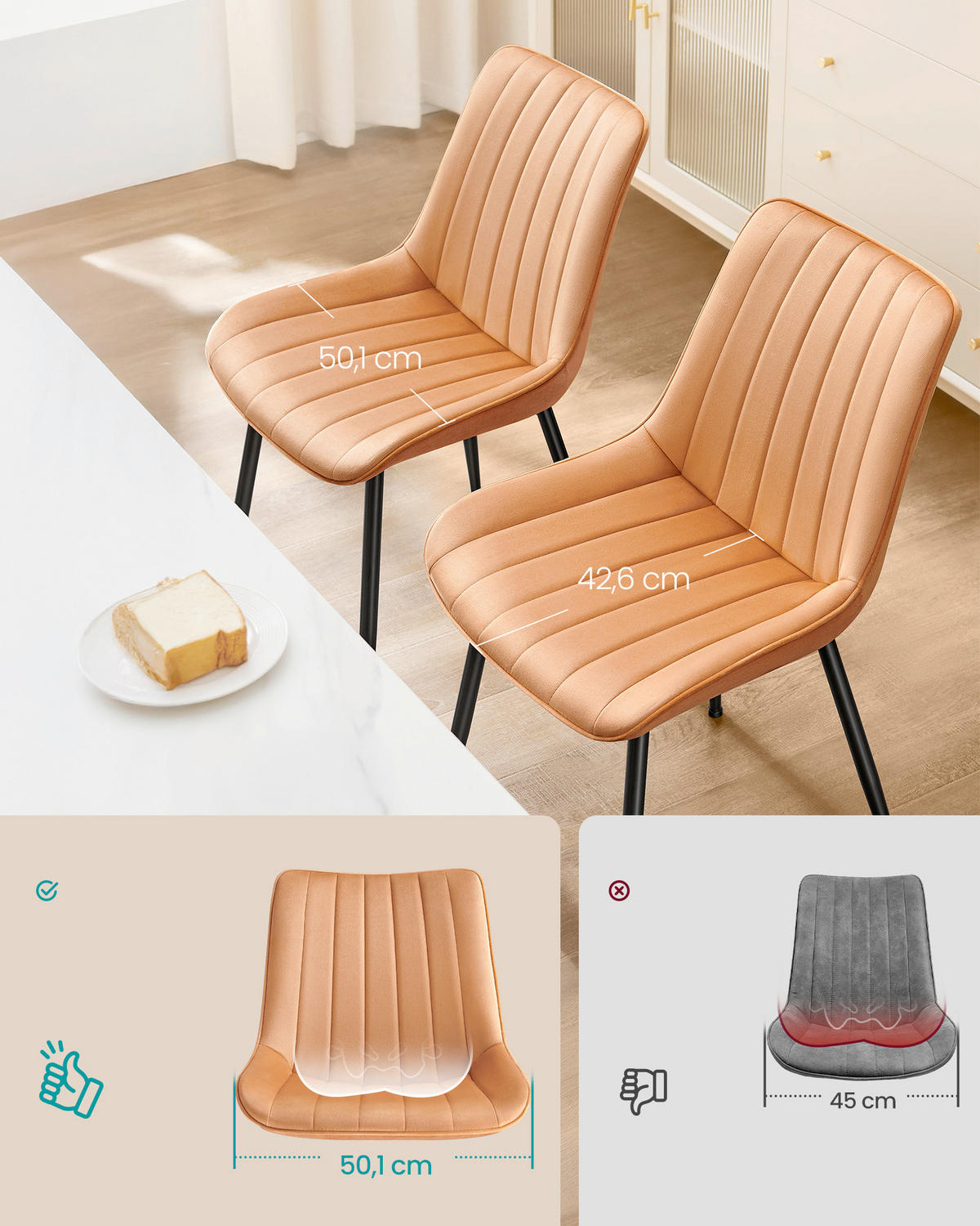 STUHL     - Karamell/Schwarz, Basics, Holzwerkstoff/Textil (50.1/88.6/60cm)