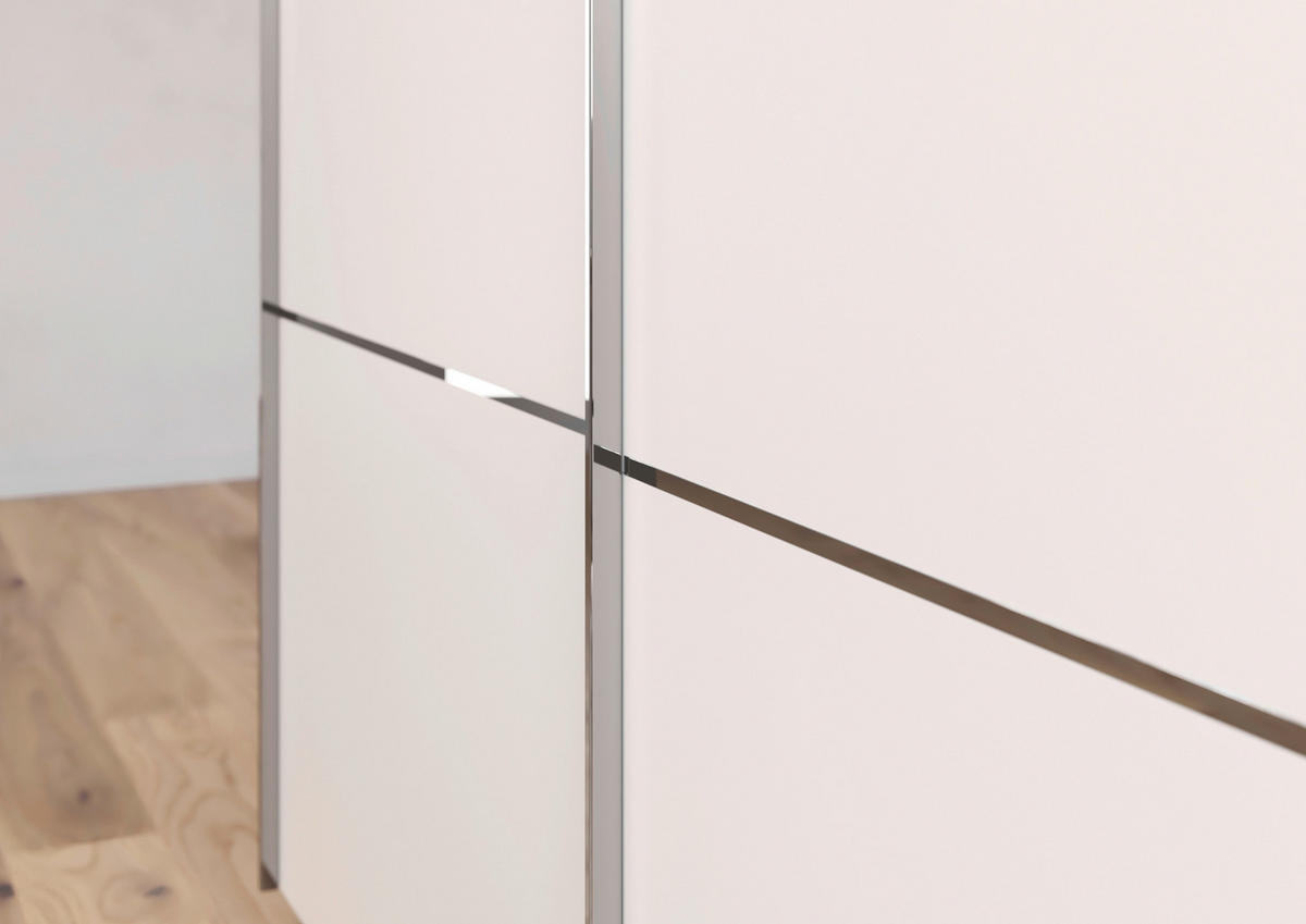 SCHWEBETÜRENSCHRANK in Grau, Weiss  - Chromfarben/Weiss, Konventionell, Glas/Holzwerkstoff (201/223/67cm) - Novel