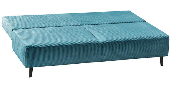 SCHLAFSOFA in Cord Petrol  - Petrol/Schwarz, MODERN, Textil/Metall (193/85/88cm) - Novel