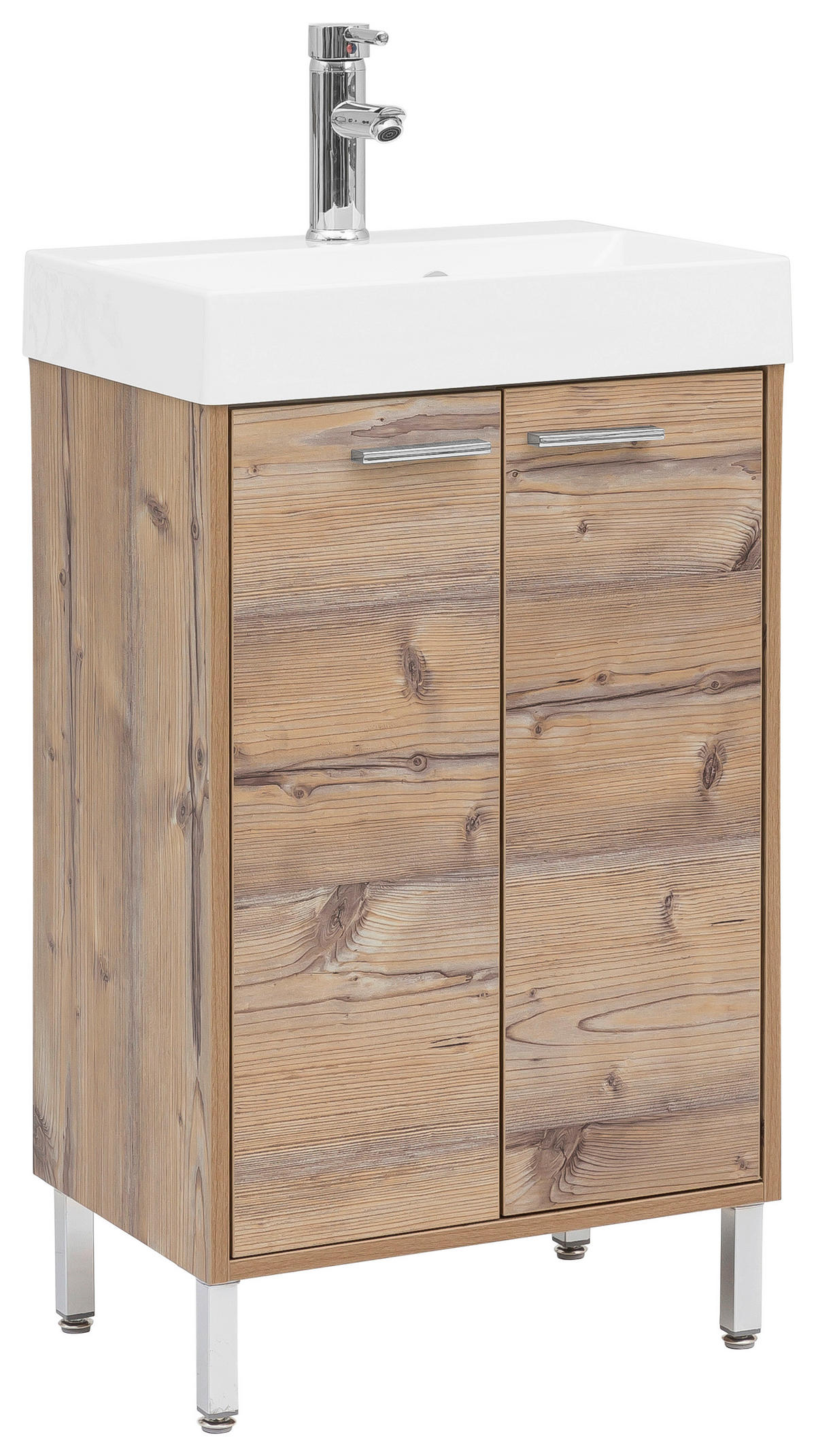 WASCHTISCHKOMBI 50 cm  - Chromfarben/Fichtefarben, KONVENTIONELL, Holzwerkstoff/Stein (50cm) - Stylife