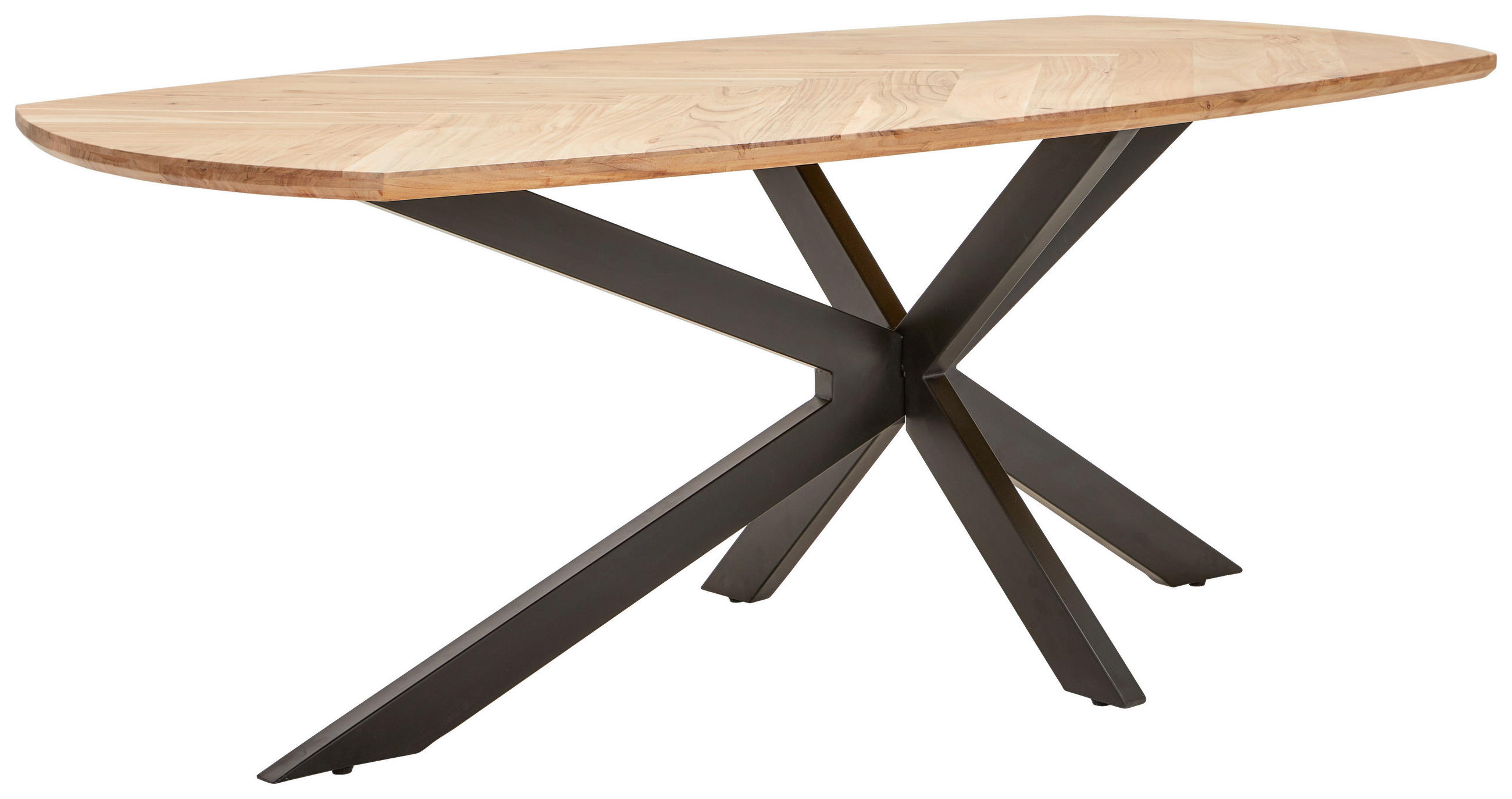 ESSTISCH Akazie vollmassiv bootsförmig Schwarz, Akaziefarben  - Schwarz/Akaziefarben, LIFESTYLE, Holz (200/100/76cm) - Landscape