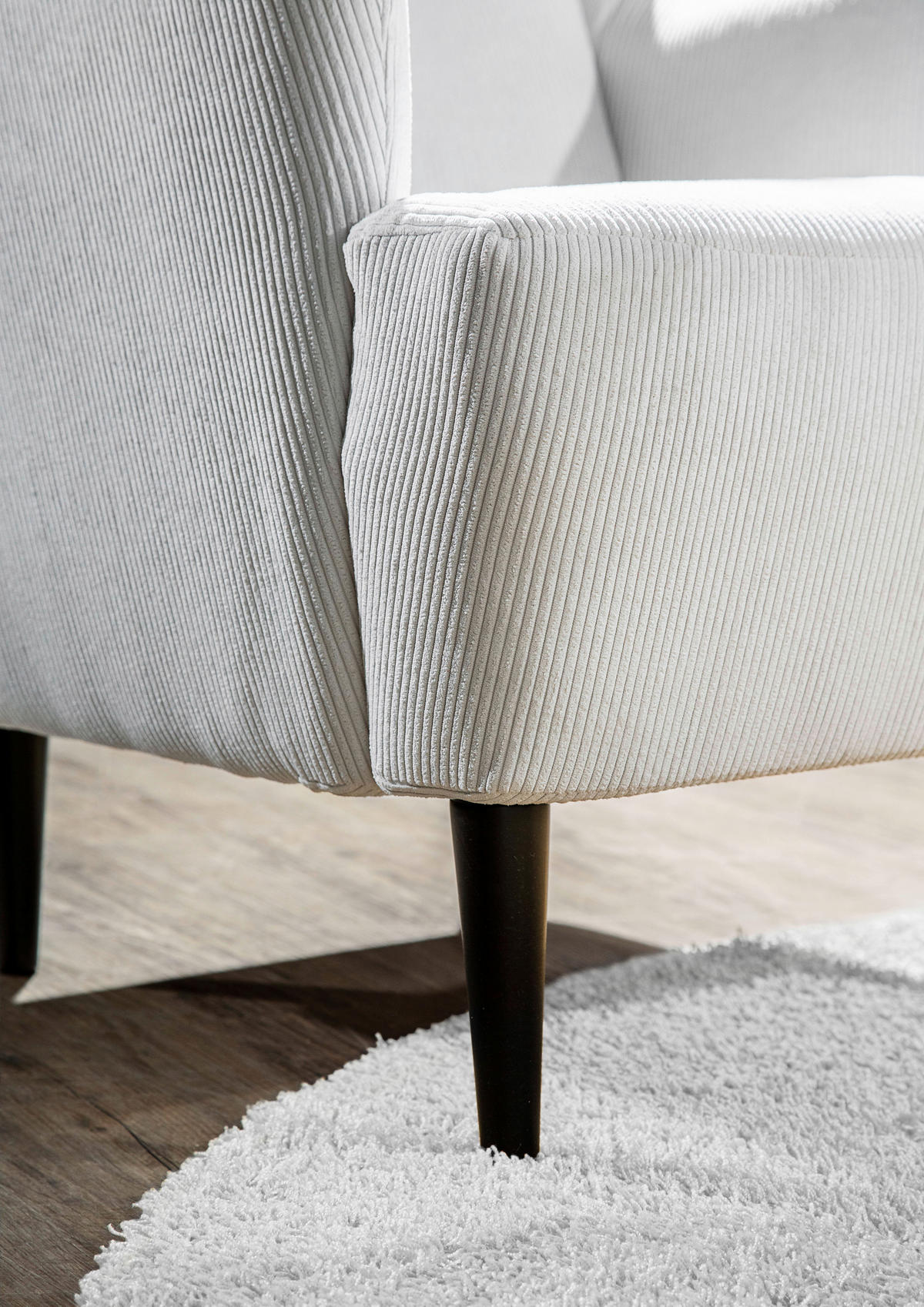 OHRENSESSEL Cord Naturfarben  - Schwarz/Naturfarben, Design, Holz/Textil (70/104/90cm) - Carryhome