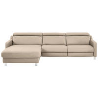 ECKSOFA in Echtleder Hellbraun  - Chromfarben/Hellbraun, Design, Leder/Metall (176/291cm) - Valdera