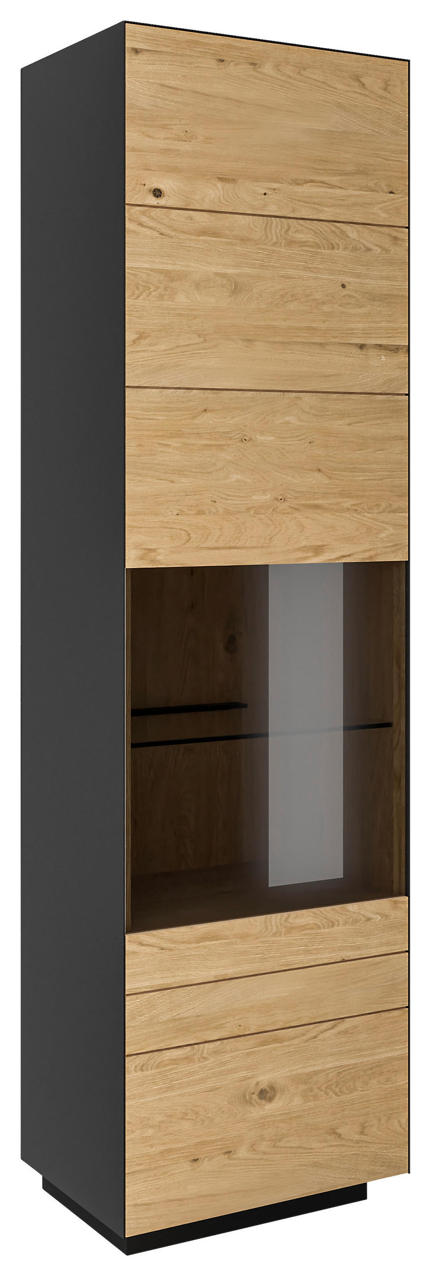 VITRINE Celika Wildeiche, Anthrazit  56/200/40 cm  - Wildeiche/Anthrazit, Natur, Glas/Holz (56/200/40cm) - Dieter Knoll