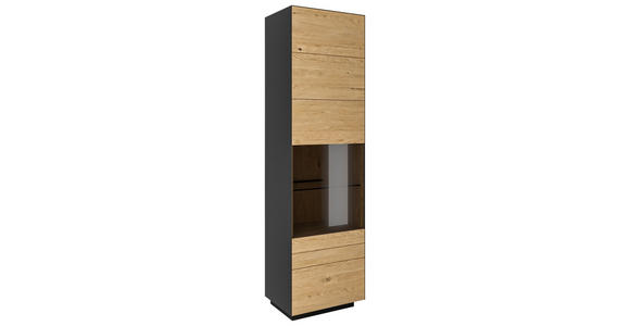VITRINE in massiv Wildeiche Anthrazit, Wildeiche - Wildeiche/Anthrazit, Natur, Glas/Holz (56/200/40cm) - Dieter Knoll