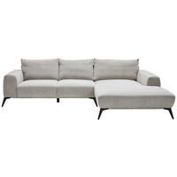 ECKSOFA in Webstoff Hellgrau  - Hellgrau/Schwarz, Design, Textil/Metall (298/187cm) - Stylife