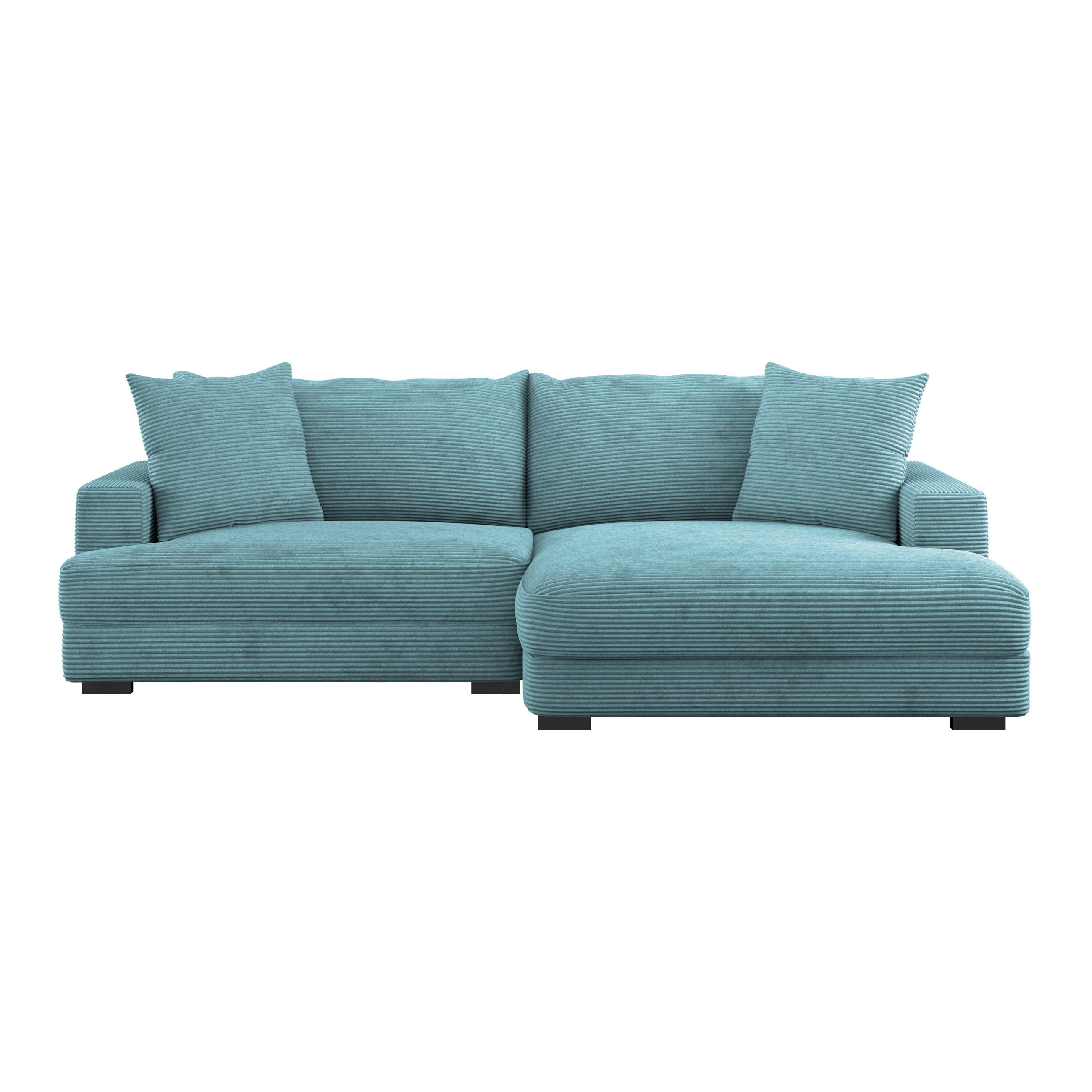 ECKSOFA Türkis Cord  - Türkis/Schwarz, MODERN, Textil (265/180cm) - P & B