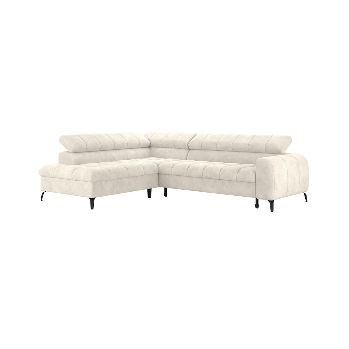 ECKSOFA Creme  - Creme/Schwarz, Trend, Kunststoff/Textil (203/261cm) - Livetastic