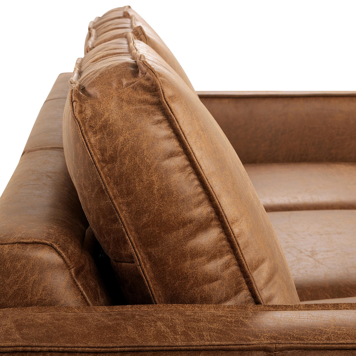 ECKSOFA Hellbraun Echtleder Lederlook Bettkasten, Schlaffunktion, Rücken echt  - Hellbraun/Schwarz, Design, Leder/Textil (166/238cm) - Livetastic