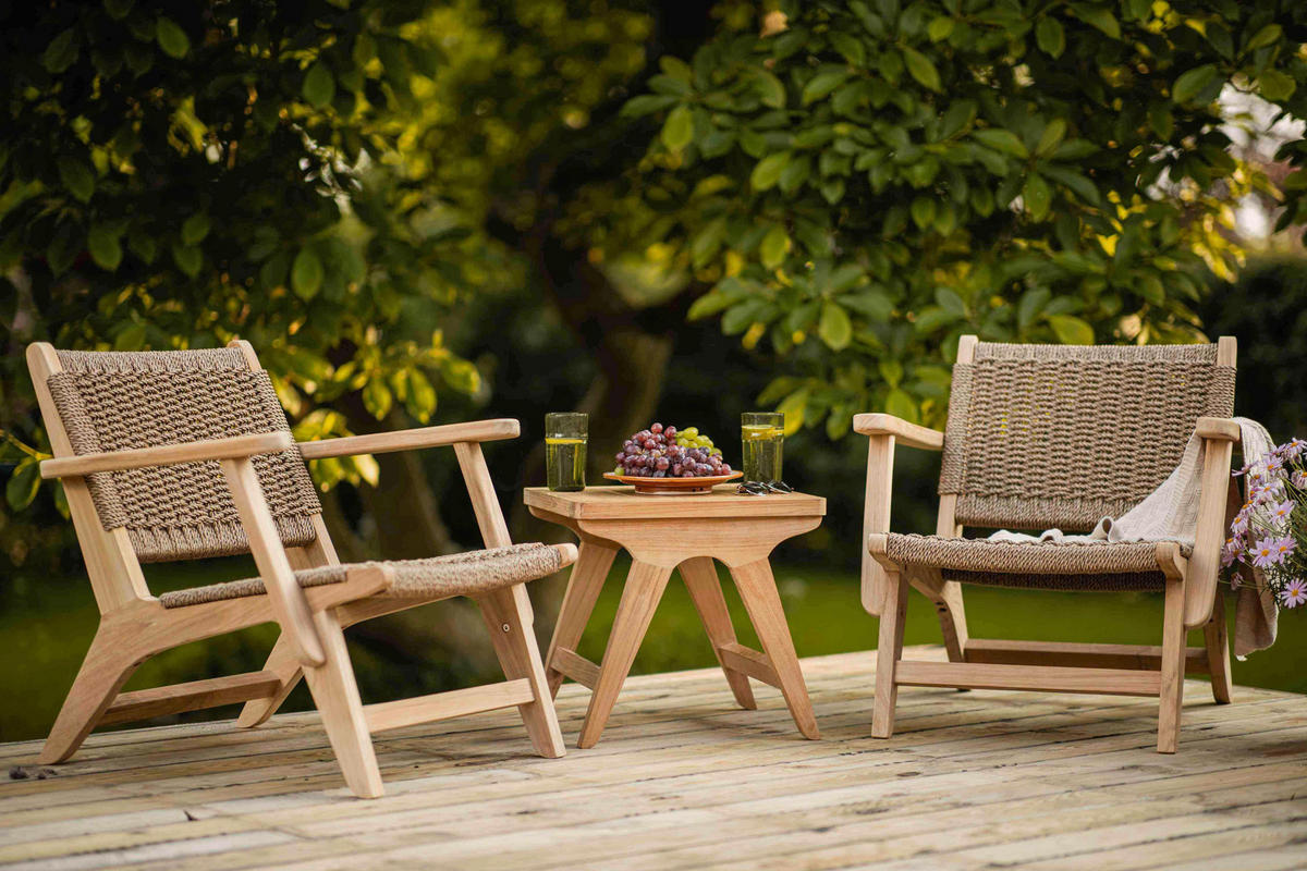 LOUNGETISCH 45/45/42 cm Holz Naturfarben, Teakfarben quadratisch  - Naturfarben/Teakfarben, Natur, Holz (45/45/42cm) - Gardenson