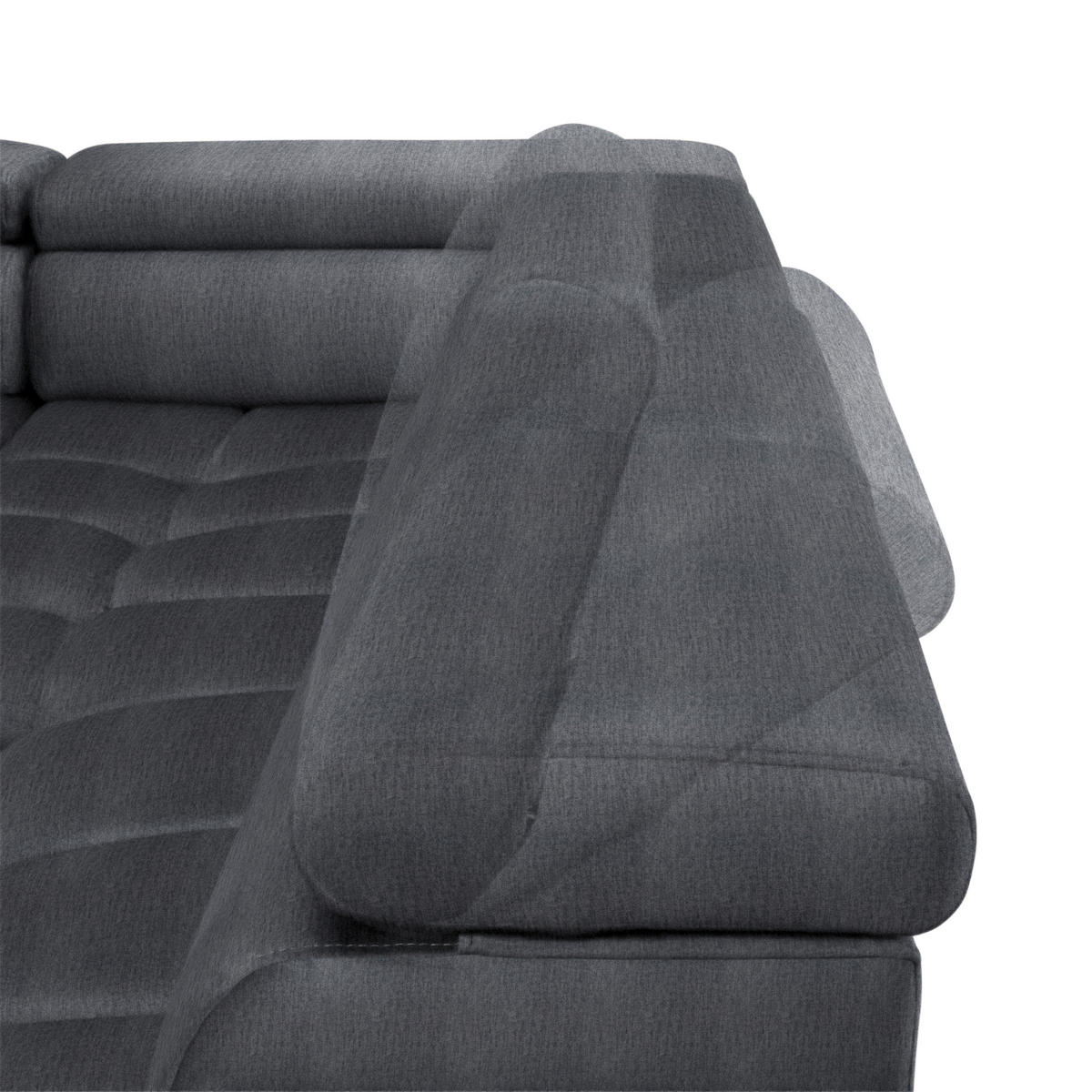 WOHNLANDSCHAFT in Samt, Webstoff Grau  - Schwarz/Grau, Design, Textil/Metall (177/385/216cm) - Welnova