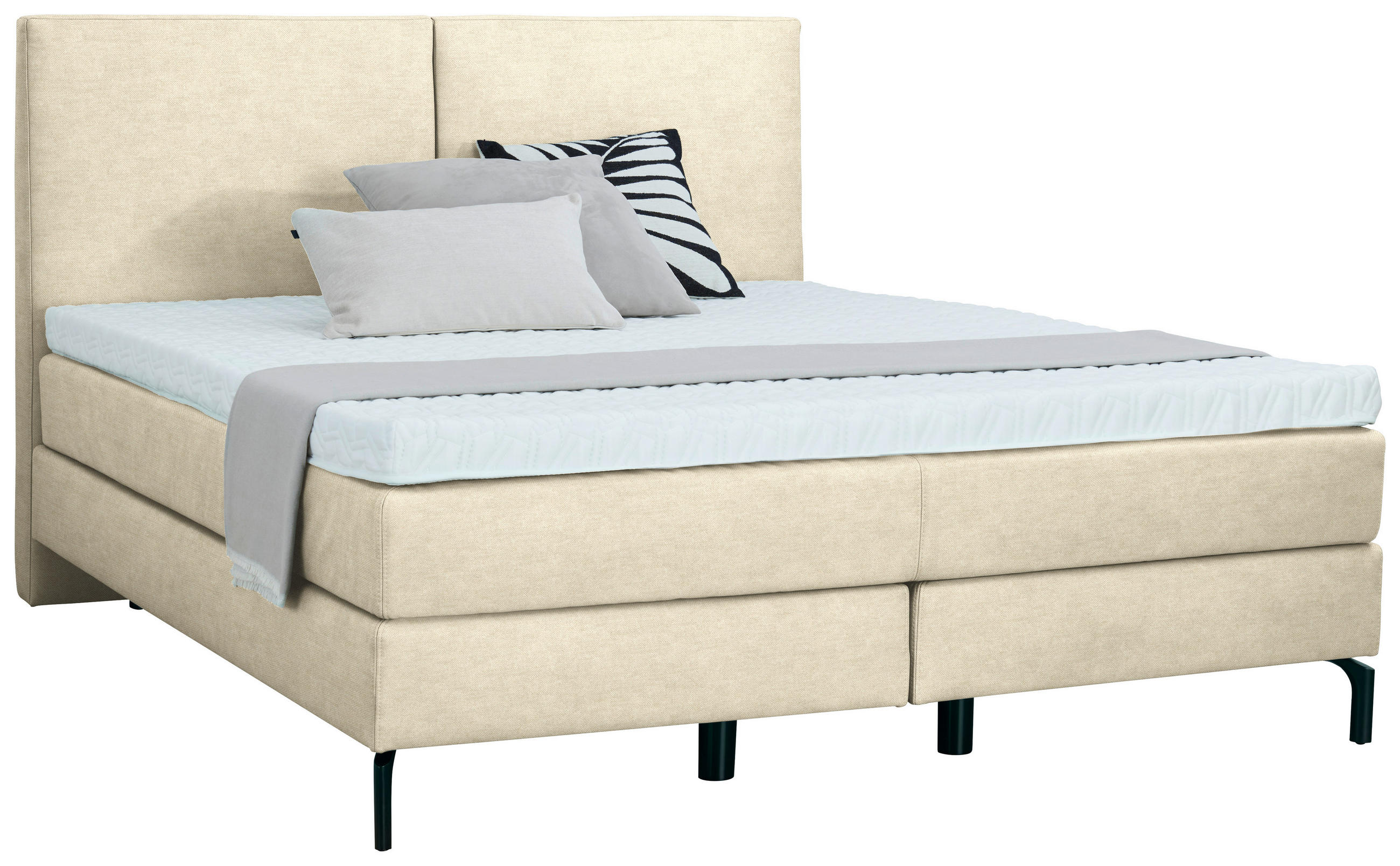 BOXSPRINGBETT 160/200 cm  in Beige  - Beige/Schwarz, KONVENTIONELL, Textil/Metall (160/200cm) - Dieter Knoll