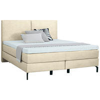 BOXSPRINGBETT 180/200 cm  in Weiss  - Weiss/Schwarz, Konventionell, Textil/Metall (180/200cm) - Dieter Knoll