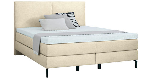 BOXSPRINGBETT 160/200 cm  in Beige  - Beige/Schwarz, KONVENTIONELL, Textil/Metall (160/200cm) - Dieter Knoll