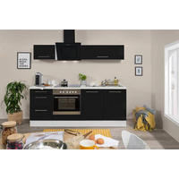 KÜCHENBLOCK 210 cm   in Schwarz, Weiss  - Weiss/Alufarben, Konventionell, Holzwerkstoff (210cm) - Respekta