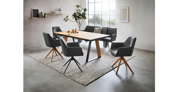 SITZBANK 200/87,5/65 cm in Anthrazit, Schwarz - Anthrazit/Schwarz, Design, Leder/Metall (200/87,5/65cm) - Novel