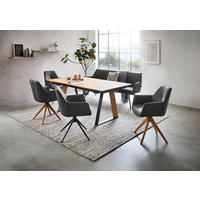 SITZBANK 200/87,5/65 cm  in Anthrazit, Schwarz  - Anthrazit/Schwarz, Design, Leder/Metall (200/87,5/65cm) - Novel
