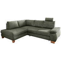 ECKSCHLAFSOFA in Chenille Dunkelgrün  - Wildeiche/Dunkelgrün, Modern, Holz/Textil (206/261cm) - Livetastic