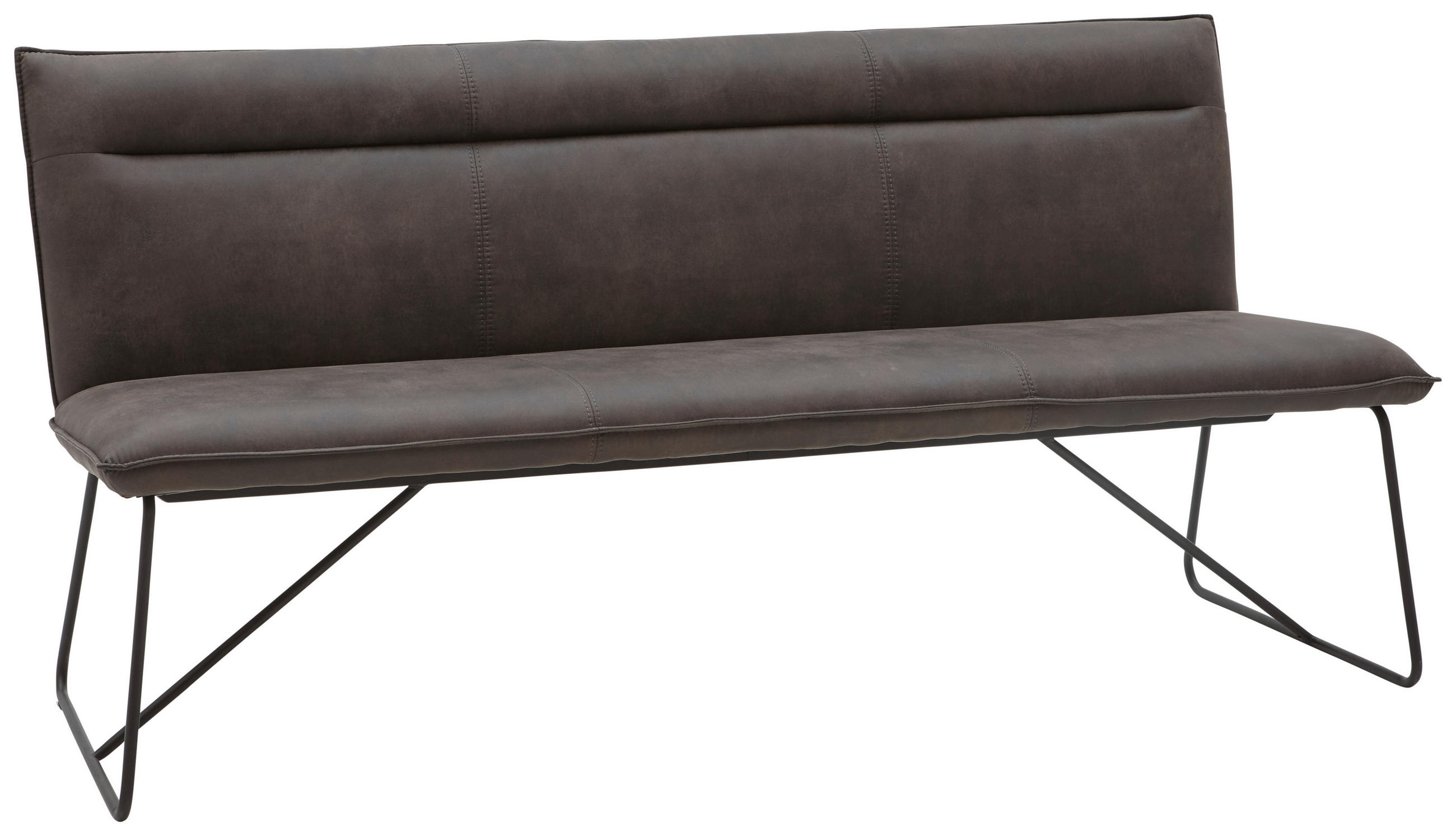 SITZBANK 180/88/66 cm Mikrofaser Anthrazit, Schwarz Metall  - Anthrazit/Schwarz, Design, Textil/Metall (180/88/66cm) - Valnatura