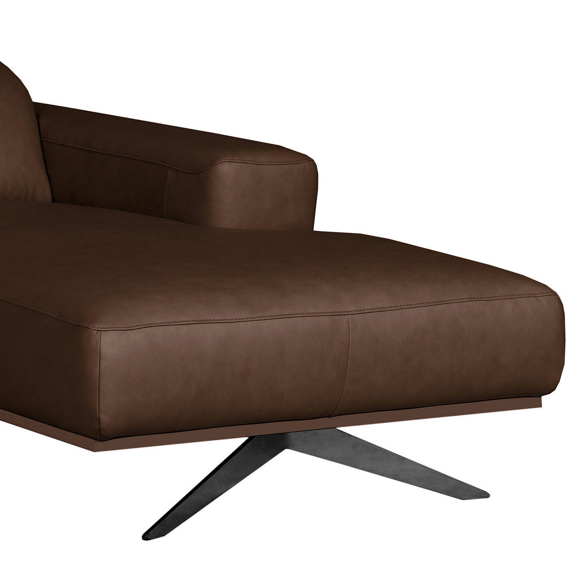 ECKSOFA  in Echtleder Dunkelbraun   - Dunkelbraun/Schwarz, Design, Leder/Metall (295cm) - Livetastic