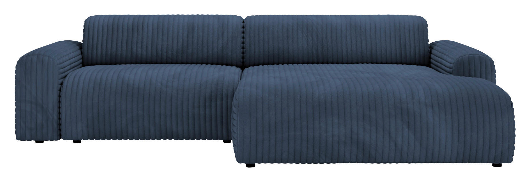 ECKSOFA in Cord Dunkelblau  - Schwarz/Dunkelblau, Design, Kunststoff/Textil (292/178cm) - Livetastic