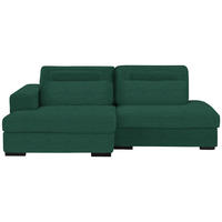 ECKSOFA in Cord, Velours Waldgrün  - Waldgrün/Schwarz, Design, Kunststoff/Textil (158/223cm) - Lomoco